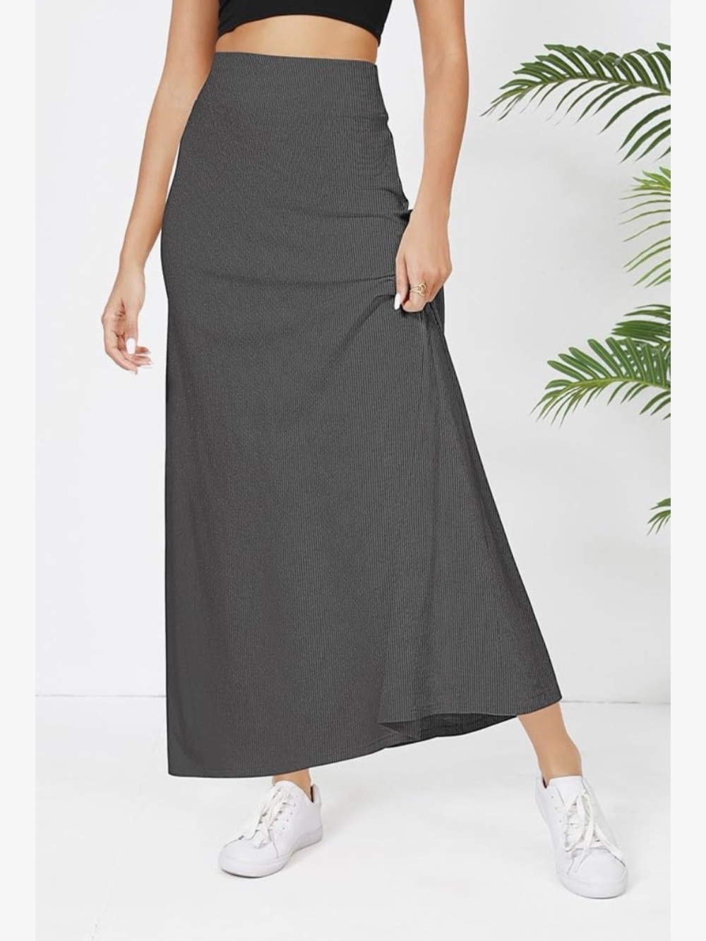 Urban Cocoa Ribbed Maxi Skirt Charcoal Gray New With Tags Size Small - Picture 3 of 7